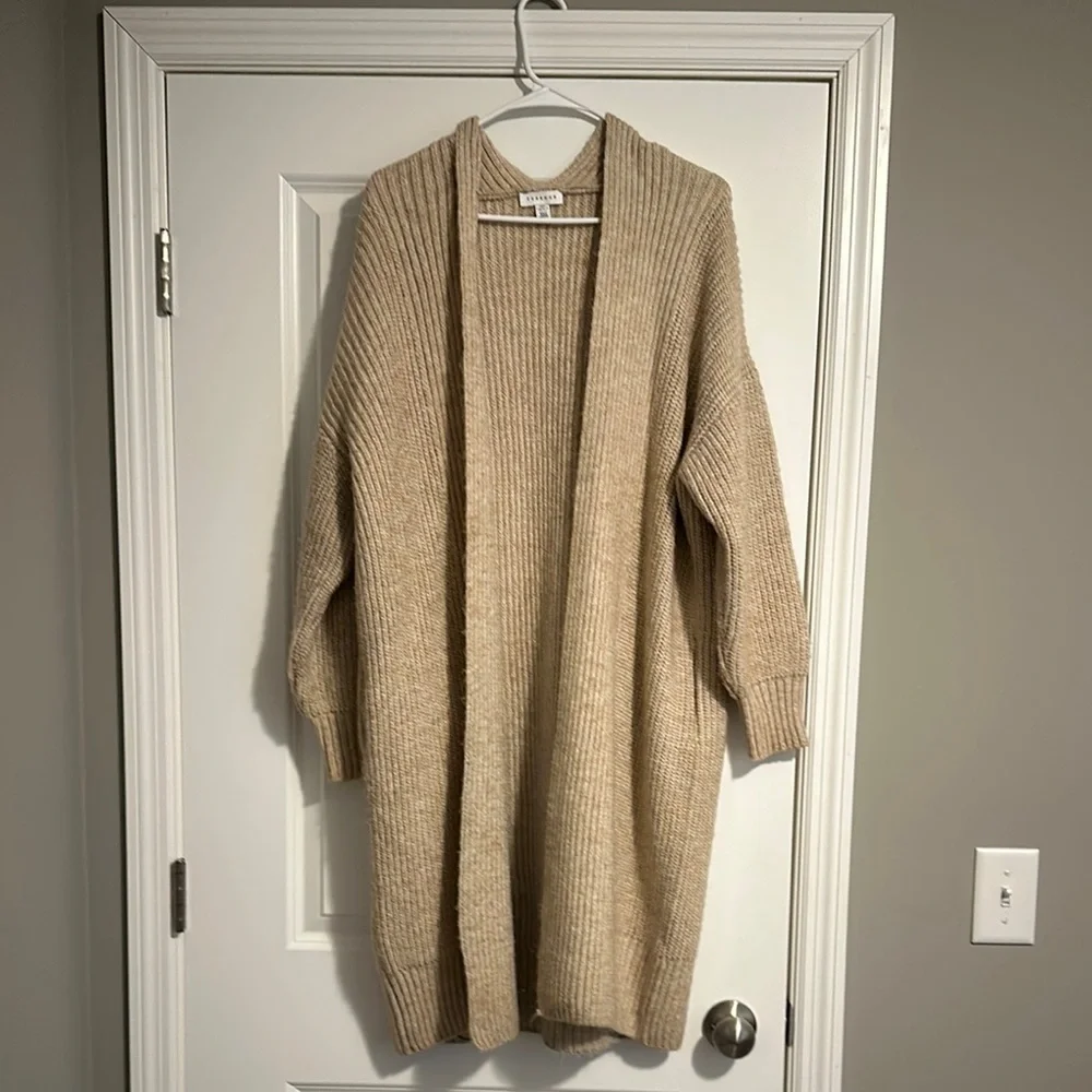 Top Shop Tan Open-Front Sweater - Picture 1 of 3